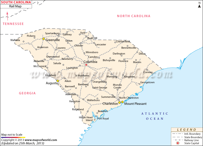 South Carolina Rail Map