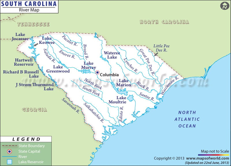 South Carolina Rivers Map