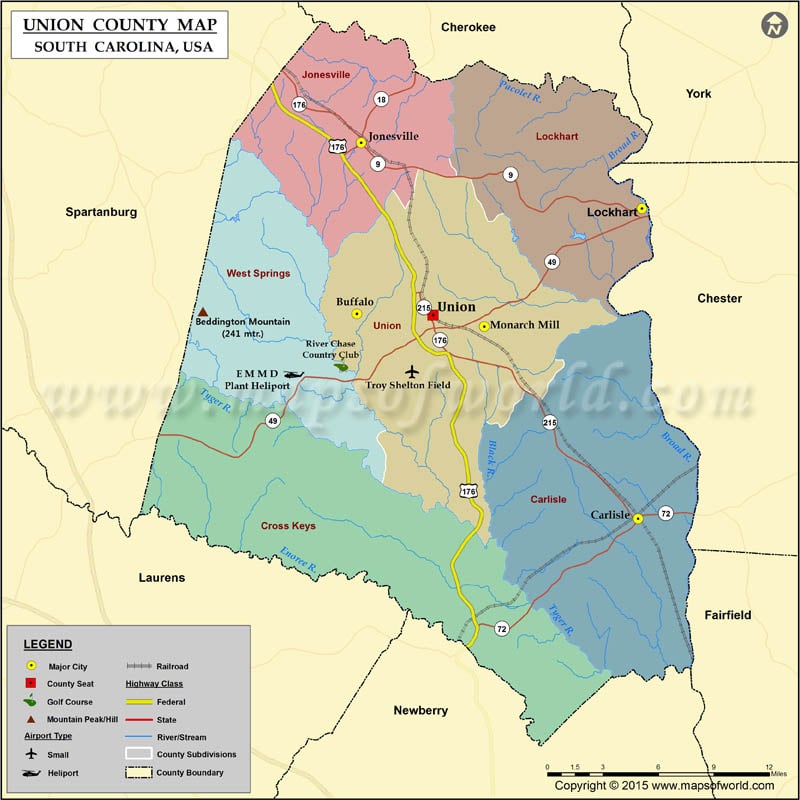 Union County Map, South Carolina