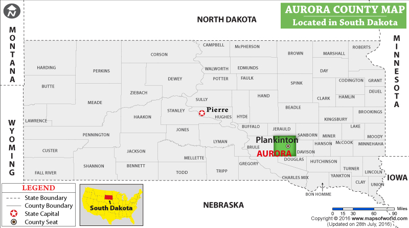 Aurora County Map, South Dakota