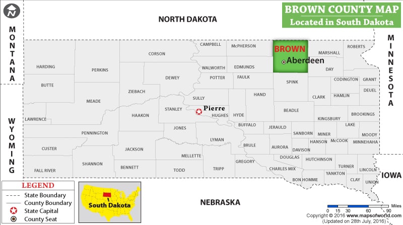 Brown County Map, South Dakota