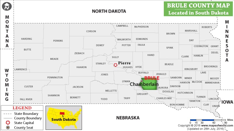 Brule County Map, South Dakota