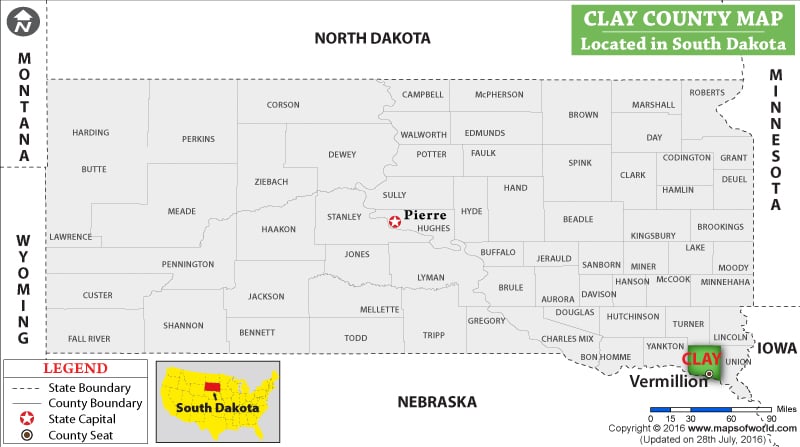 Clay County Map, South Dakota