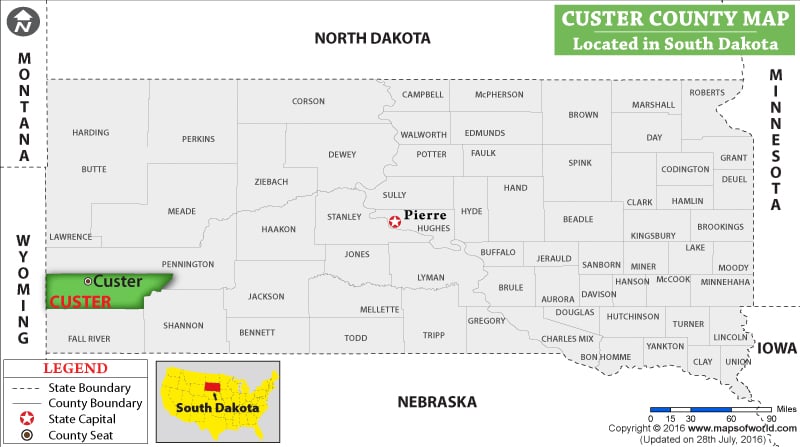 Custer County Map, South Dakota
