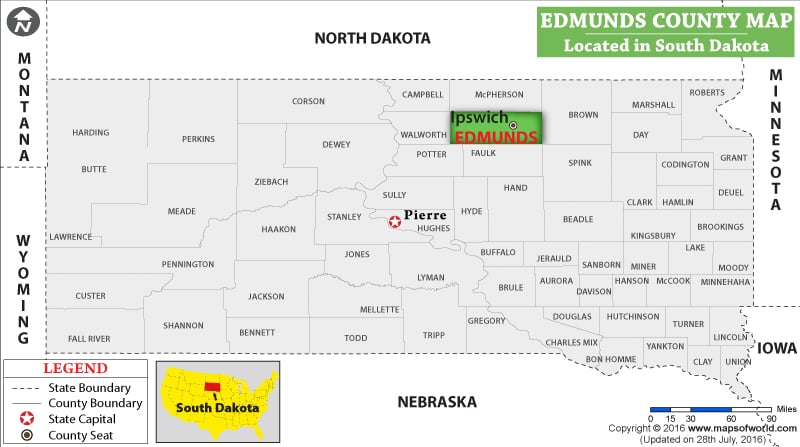 Edmunds County Map, South Dakota