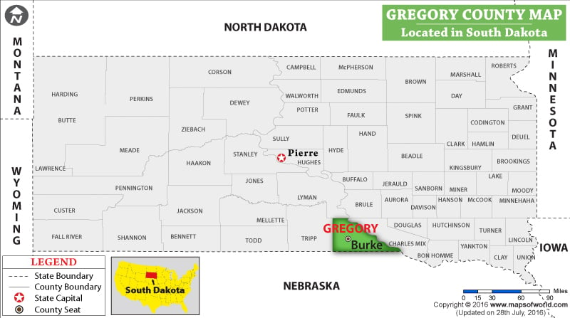 Gregory County Map, South Dakota