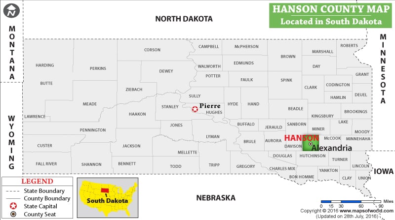 Hanson County Map, South Dakota