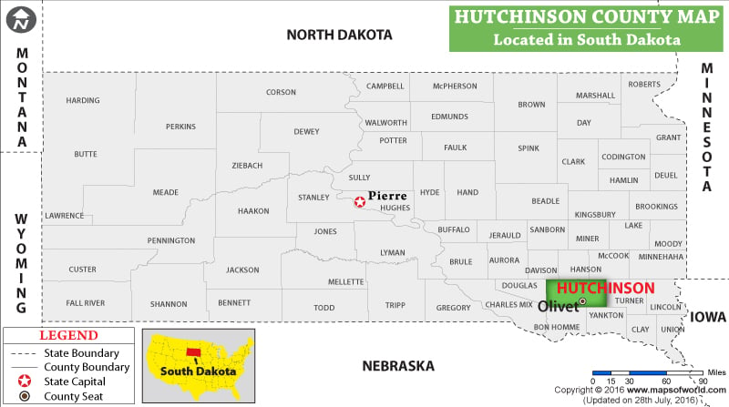 Hutchinson County Map, South Dakota