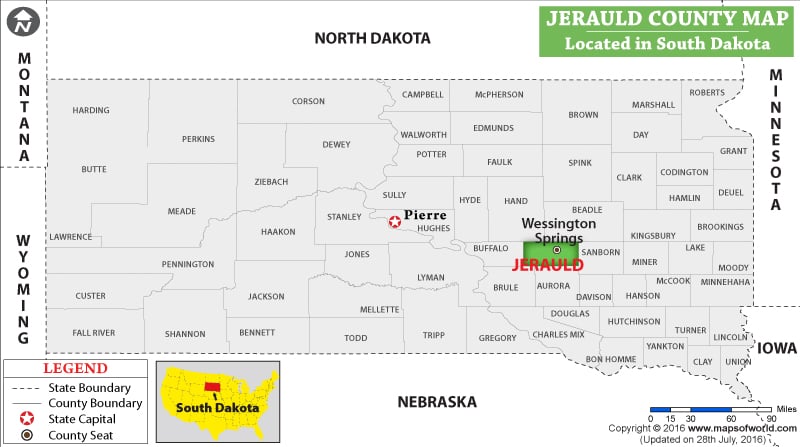 Jerauld County Map, South Dakota
