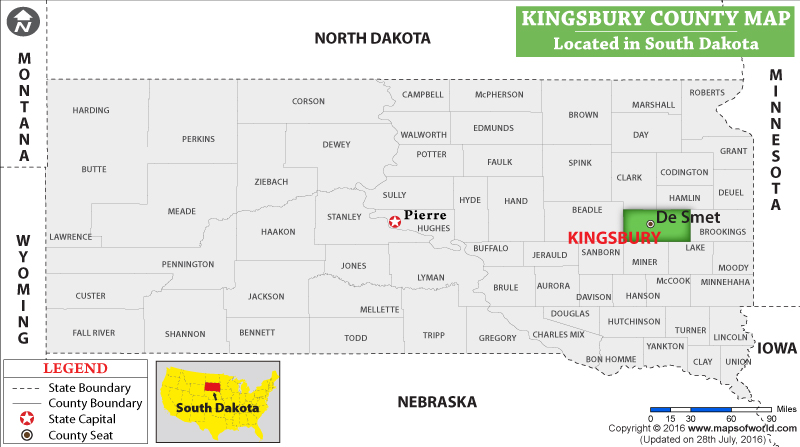 Kingsbury County Map, South Dakota