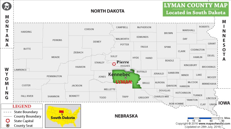 Lyman County Map, South Dakota
