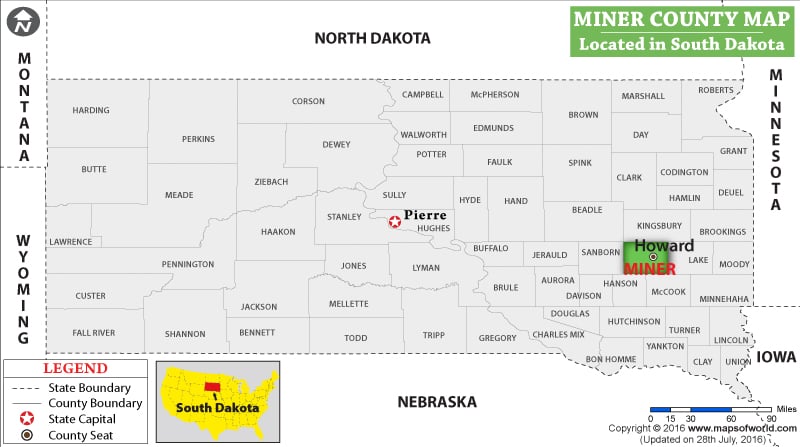 Miner County Map, South Dakota