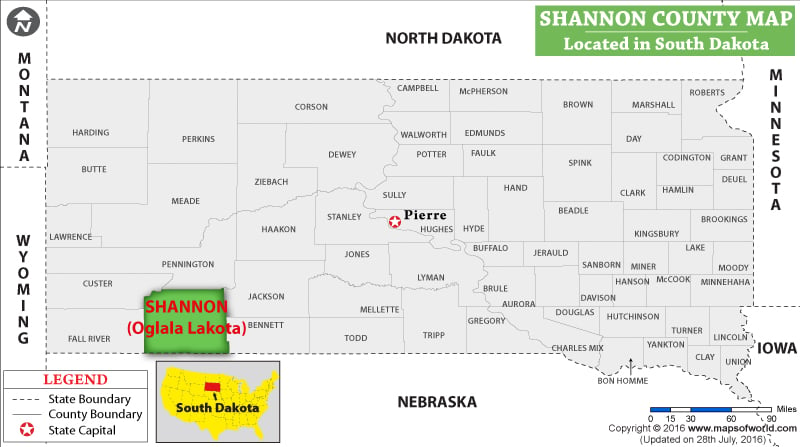 Oglala Lakota County Map, South Dakota