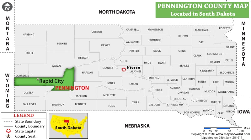 Pennington County Map, South Dakota