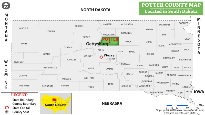 Potter County Map, South Dakota