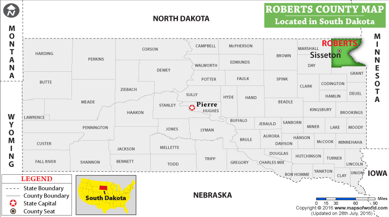 Roberts County Map, South Dakota
