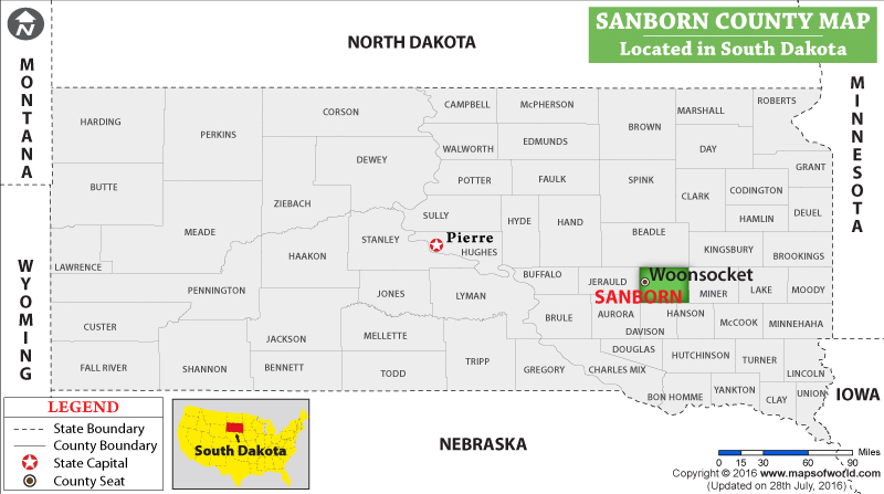 Sanborn County Map, South Dakota