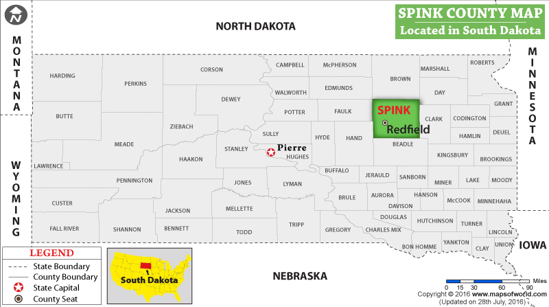 Spink County Map, South Dakota