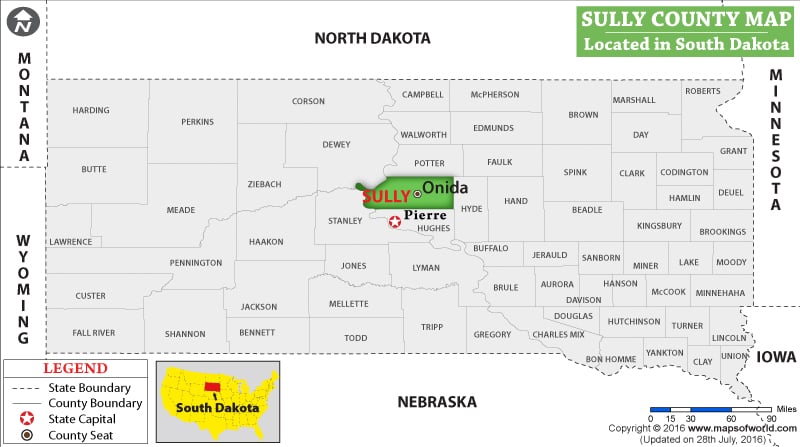 Sully County Map, South Dakota