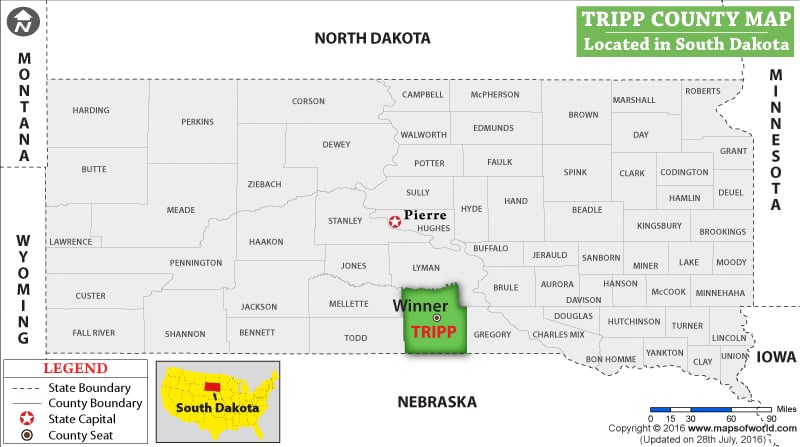 Tripp County Map, South Dakota
