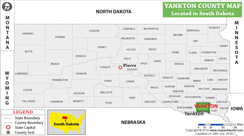 Yankton County Map, South Dakota