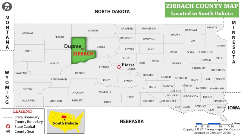 Ziebach County Map, South Dakota