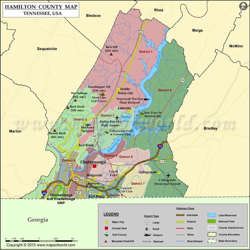Hamilton County TN Map