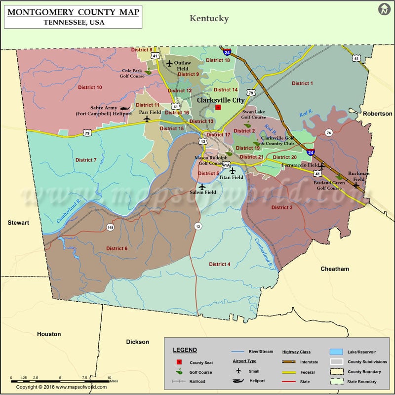 Montgomery County Map, Tennessee