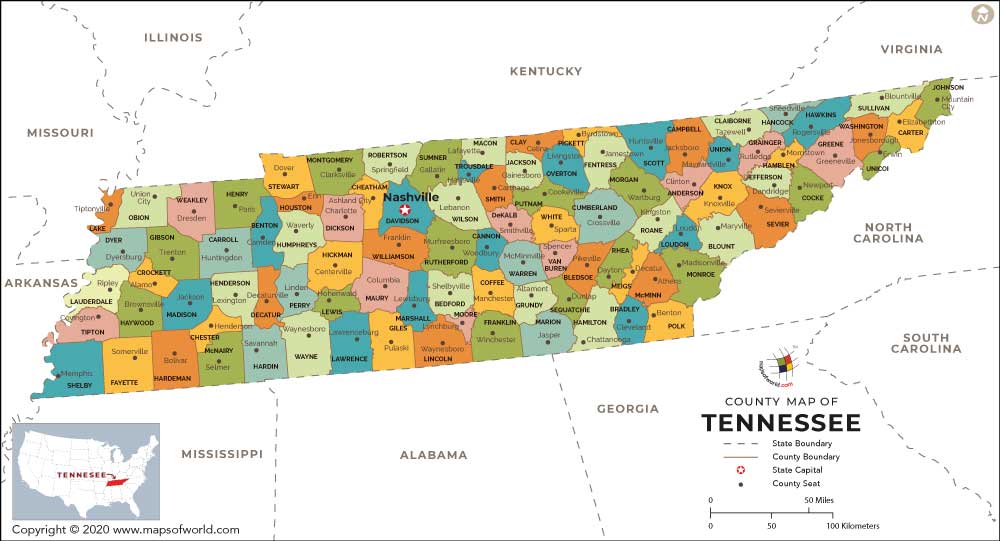Tennessee County Map
