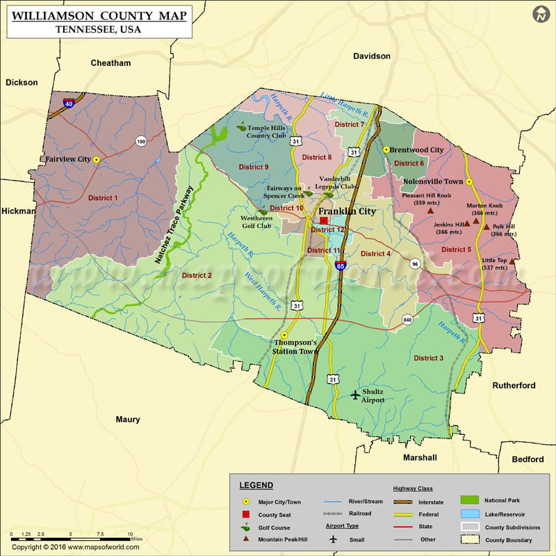 Williamson County TN Map