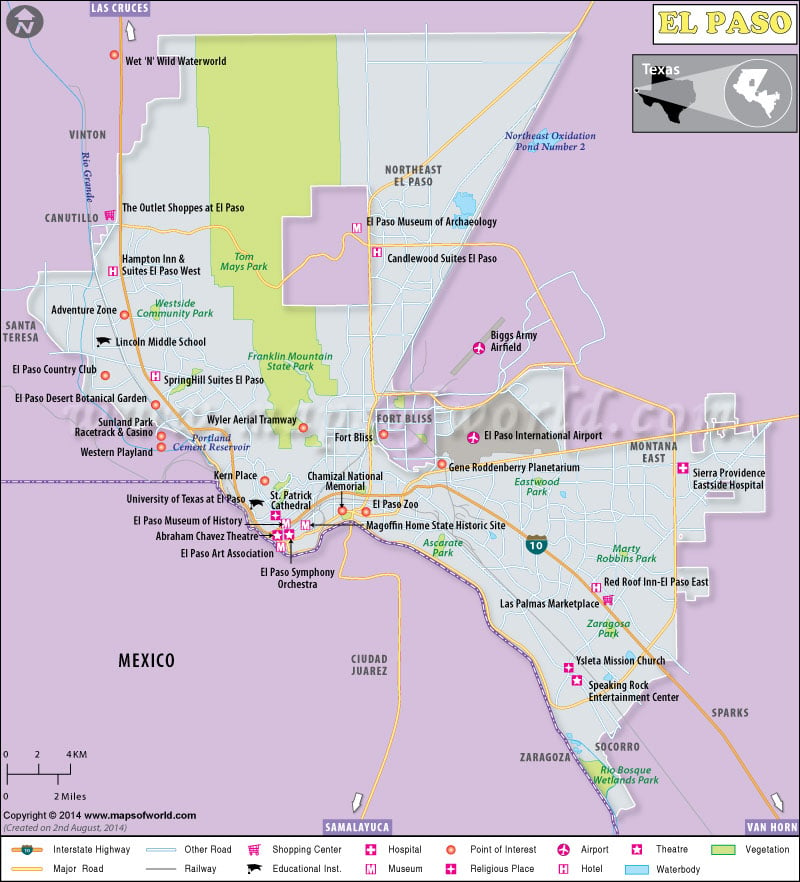 El Paso Map, Texas