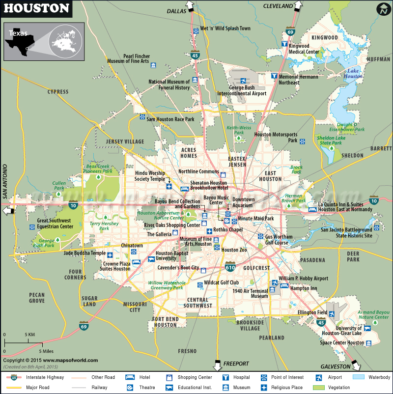 Houston Map, Map of Houston City of Texas