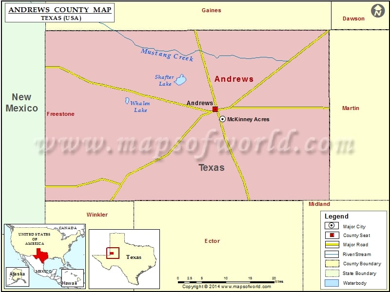 Andrews County Map, Texas