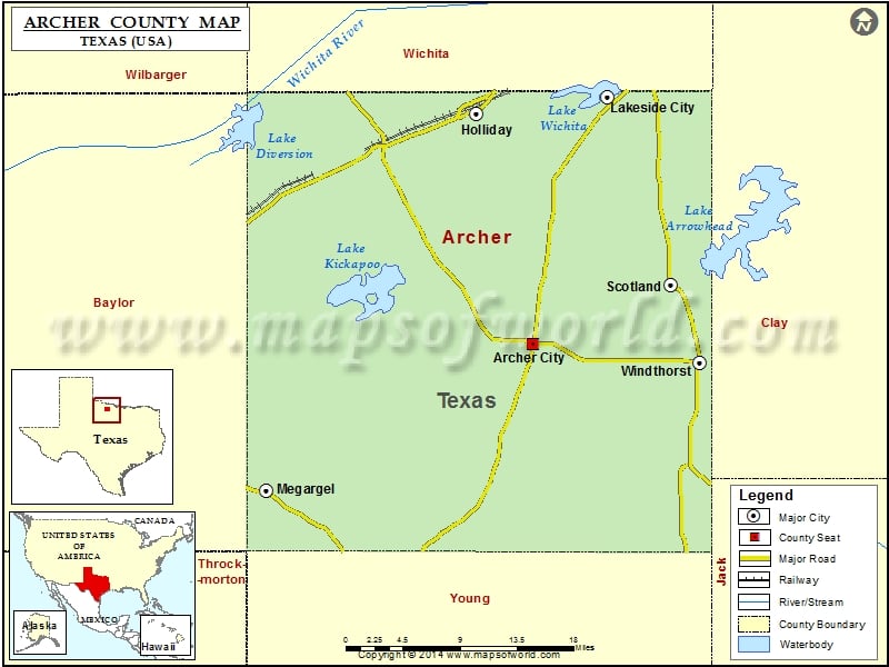 Archer County Map, Texas