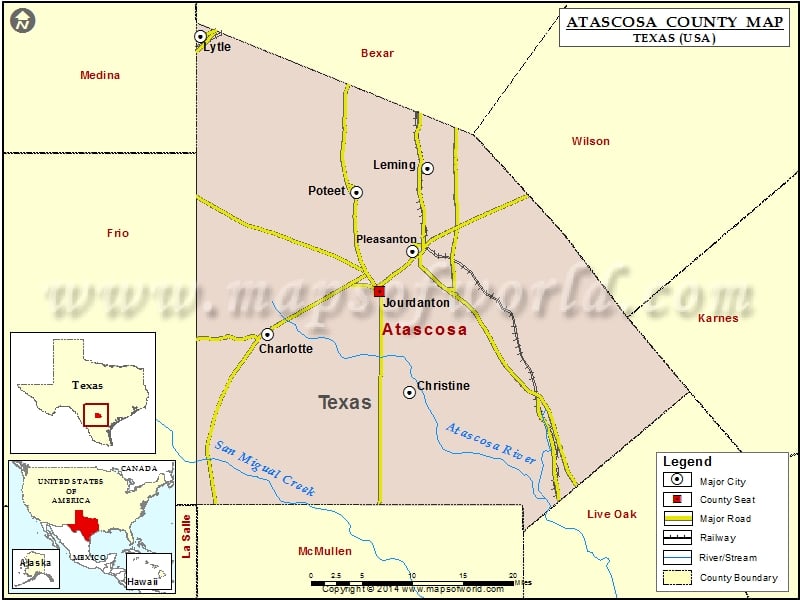 Atascosa County Map, Texas
