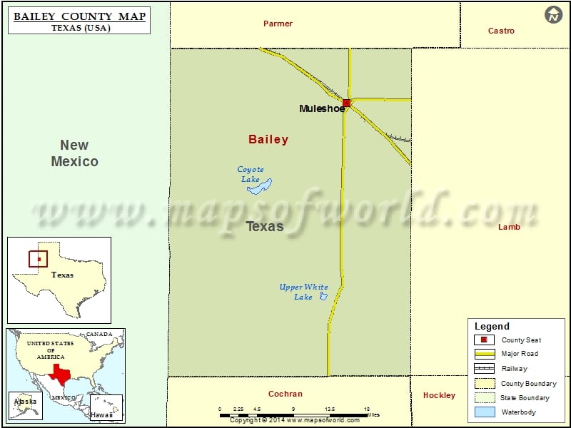 Bailey County Map, Texas