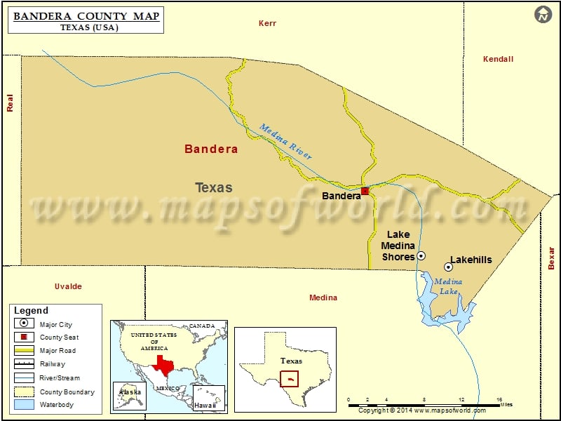 Bandera County Map, Texas
