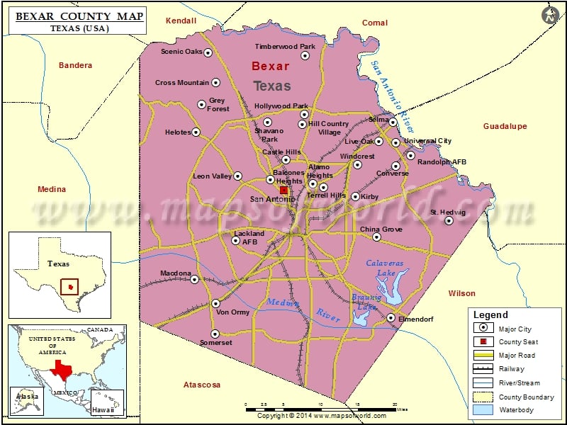 Bexar County Map, Texas