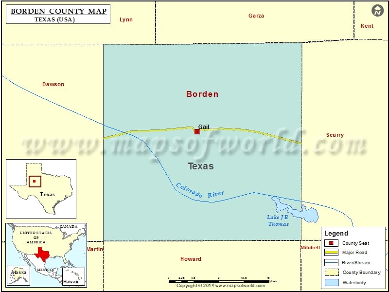 Borden County Map, Texas