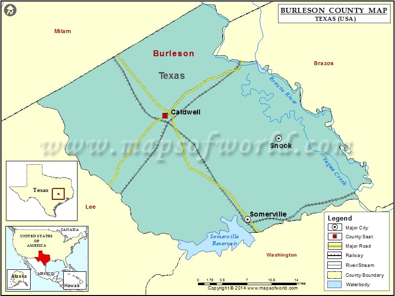 Burleson County Map, Texas