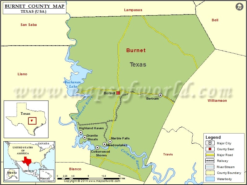 Burnet County Map, Texas