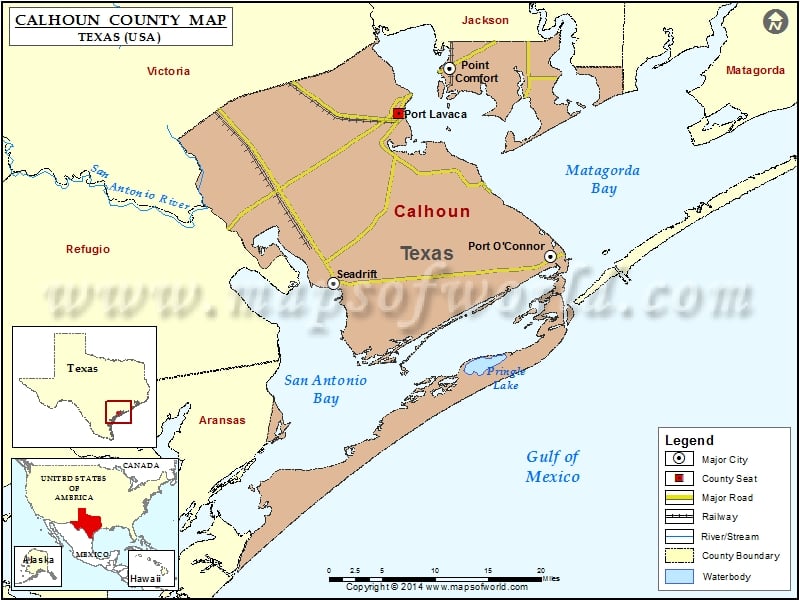 Calhoun County Map, Texas