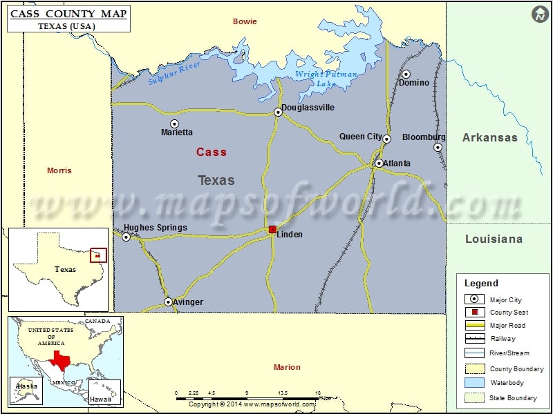 Cass County Map, Texas