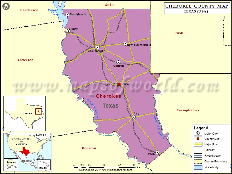 Cherokee County Map, Texas