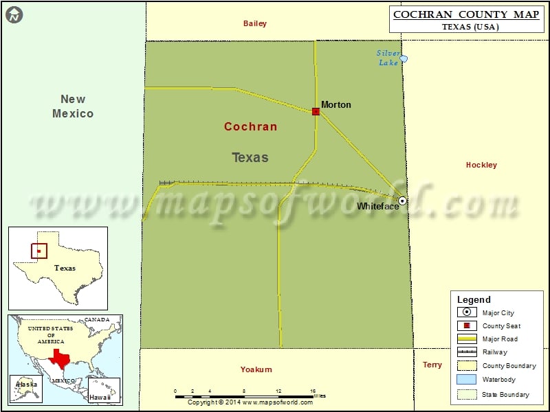 Cochran County Map, Texas
