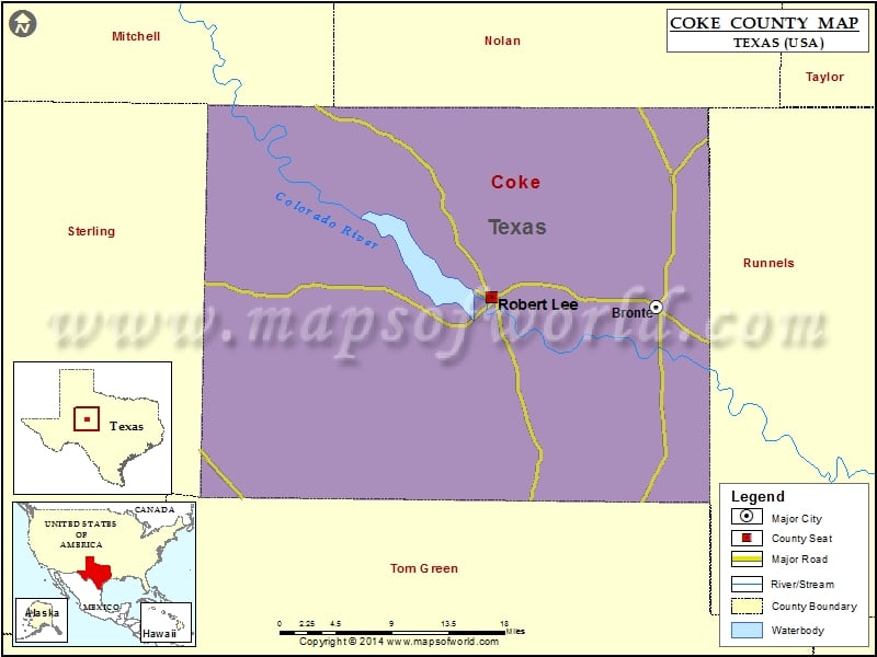 Coke County Map, Texas