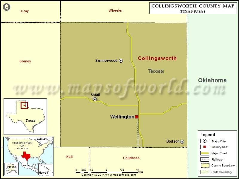 Collingsworth County Map, Texas