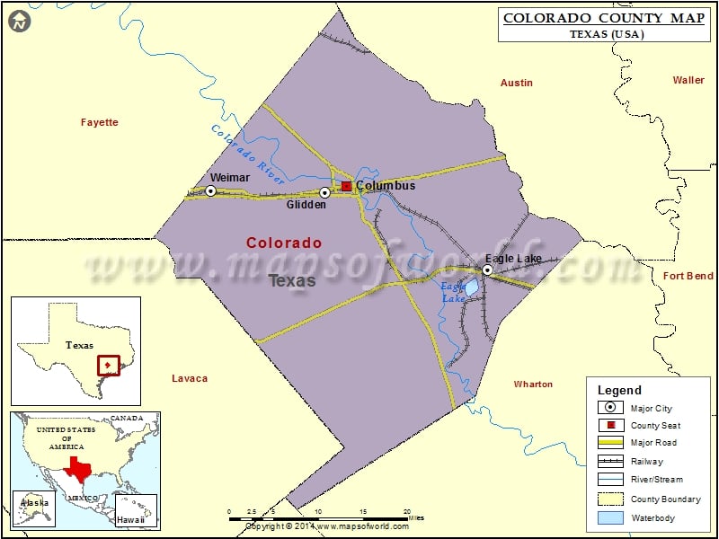 Colorado County Map, Texas