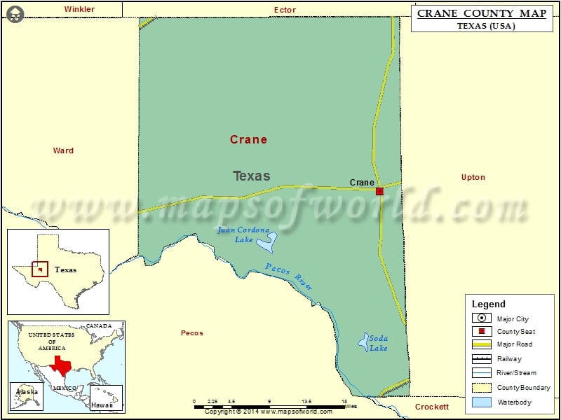 Crane County Map, Texas