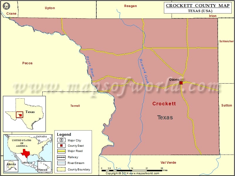 Crockett County Map, Texas